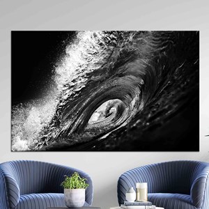 Art des vagues noir et blanc : Toile imprimée pour la décoration de bureau moderne, TOILE ENROBÉE - Product Image 1