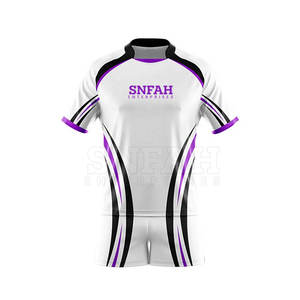 Uniformes de rugby personnalisés en gros 2024 pour hommes et femmes, ensembles respirants, impression par transfert thermique, maillot de rugby d'équipe personnalisé, 100% polyester - Product Image 2