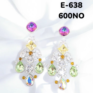 Luxury Crystal Bridal Statement Rhodium-Plated Alloy Drop <b>Earrings</b> Multi-estone Designer <b>Dangle</b> with Trendy Style - Product Image 1