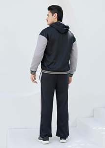 2025ชุดวิ่งผ้าฝ้าย2ชิ้นซิปด้านข้างสำหรับผู้ชายชุดวิ่งออกกำลังกายสไตล์แบ็กกี้กำหนดได้เอง - Product Image 6