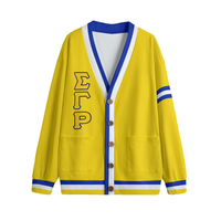 Cárdigan de Mujer Zeta Phi Beta, Cuello Redondo, Otoñal, Casual, Acrílico, con Parches Bordados, de Secado Rápido, Grueso y Flexible, en Oferta