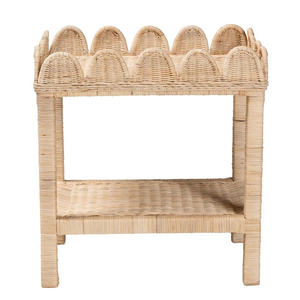 Handwoven <b>Rattan</b> Side <b>Table</b> Storage Shelf Natural Wicker Bedside Nightstand Handmade Furniture For Living Room Bedroom OEM ODM - Product Image 2