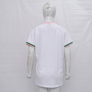 Camiseta Blanca con Cuello en V, Bordado de Cresta, Algodón y Spandex, Transpirable, Logotipo Personalizado, Manga Corta, Casual, Floral/Unicolor, Formal, Verano - Product Image 5