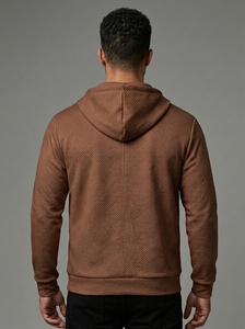 Veste à capuche zippée personnalisée pour homme, sweat-shirt décontracté à manches longues avec poche avant pratique, vêtements en gros - Product Image 3