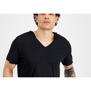 T-shirt con cappuccio da uomo INC, scollo a V, 100% cotone organico, stampa serigrafica, taglia M, nero, lunghezza lunga - Product Image 3