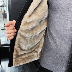 New Fashion Men's Winter Bomber Jackets <b>Slim</b> Fit with Leather Fur Collar Warm Fleece and Canvas High Street Style - Product Image 3