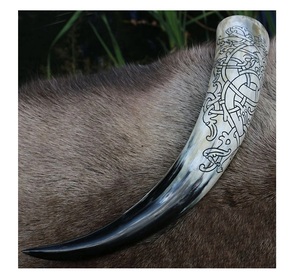 Cuerno Vikingo de Lujo para Beber, Artesanía Natural de Alta Calidad, Borde de Latón Pulido, Estilo Náutico, Decoración de Lujo para el Hogar - Product Image 2