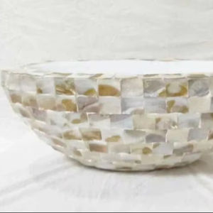 Tazón Decorativo con Incrustaciones de Nácar, Tazón Plateado de Acero Inoxidable, Ecológico, Estilo Americano, de Lujo - Product Image 1