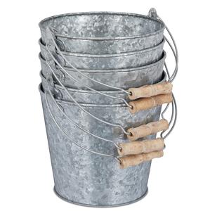 Cubo de cubo galvanizado de hierro a granel al por mayor con mango de madera para decoración de jardín, maceta de flores, cubo multiutilizable - Product Image 2