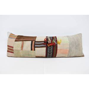 Almohada de lana Beige de 16x48 pulgadas de lujo Kilim Patchwork cojín tejido Vintage esponjoso patrón portátil ropa de cama Decoración Para Navidad - Product Image 1