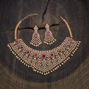 Zircon <b>Necklace</b> 178625 Vintage Style 18K Gold and Rhodium Plated Alloy with Pearl and Diamond for Wedding Party or Gift - Product Image 4