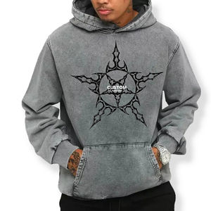 Custom <b>Men's</b> Stonewashed Cotton Vintage <b>Hoodie</b> Distressed Acid Washed Winter <b>Plain</b> Dyed <b>Hoodie</b> <b>for</b> <b>Men</b> - Product Image 1