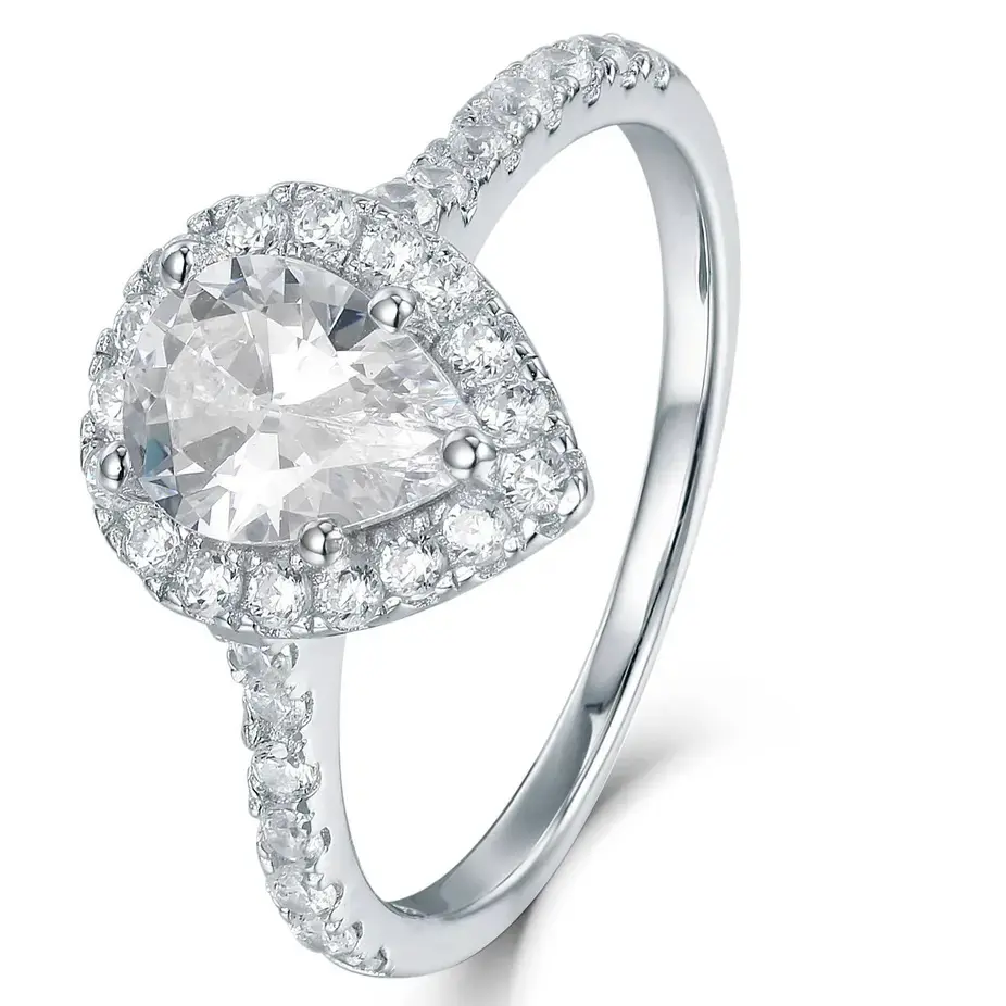 Bestseller Klassiker Design Birne Diamant Moissan ite Ewigkeit Ring Silber Schmuck Frauen Geschenk Sterling Stein Ehering