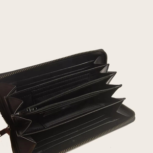 Portefeuille fin en cuir véritable pour homme avec doublure rayée, fermeture pliante, porte-cartes, design minimaliste de petite taille - Product Image 5