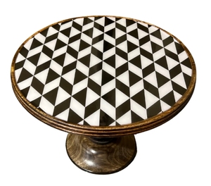 Monochrome Illusion Cake Stand Wood Cake Stand Wedding Table Centerpiece <b>Dessert</b> Display holder Handmade Mango Wood - Product Image 2