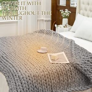 En iyi satmak tıknaz örgü atmak çevre dostu yumuşak şönil iplik el yapımı ağırlıklı örgü battaniye - Product Image 5