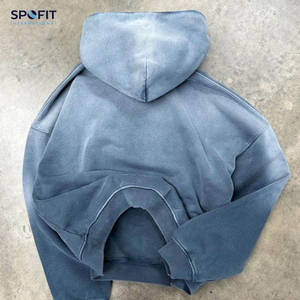 2026 Venta caliente de gran tamaño Sunfade Hoodie 100% algodón holgado sudaderas con capucha al por mayor Streetwear recortada Boxy Fit hombres sudaderas con capucha - Product Image 5