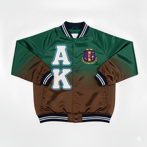Chaqueta Universitaria de Satén Personalizada Alpha Kapa Alpha AKA para Hombre y Mujer, Chaqueta Bomber de Hermandad Griega, Fabricante Mayorista OEM - Product Image 4