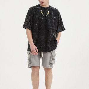 Camiseta vintage con cuello redondo desgastado y lavado pesado para hombre de la mejor calidad, conjunto corto de ropa de calle - Product Image 6