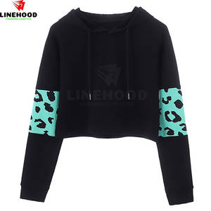 2025 nouveau Design femmes haut court sweats à capuche impression personnalisée 100% coton hiver col à capuche avec Logo avant prix - Product Image 1