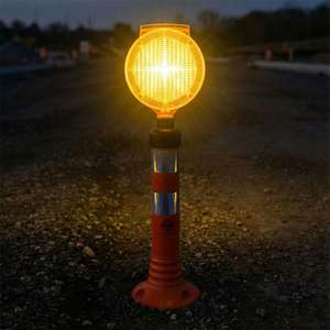 Feux de signalisation routière solaires double face, clignotants ronds jaunes pour la sécurité routière, en plastique ABS - Product Image 2