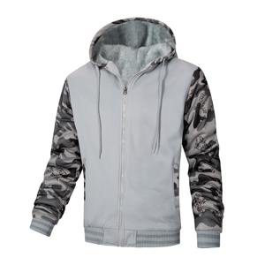 Mezcla de algodón/poliéster Hombres Casual Invierno Patrón sólido Fleece Transpirable Sudaderas con capucha Frente Impresión digital Sudaderas OEM - Product Image 4
