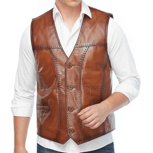 Gilet de mode pour homme en cuir respirant de haute qualité avec fermeture éclair, col en V, style urbain, vêtement d'extérieur pour l'hiver en promotion - Product Image 4