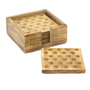 Dessous de verre en bois en forme de coeur et de carré avec support Dessous de verre en bois avec un excellent design - Product Image 1