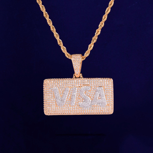 Collar de diamantes de moissanita, colgante de Hip Hop, joyería de plata de ley 925, colgante de moissanita personalizado Visa para hombres - Product Image 6