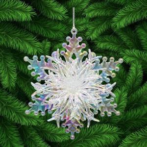 Décoration de Noël et du Nouvel An, paillettes blanches, champagne argenté, paillettes blanches, acrylique transparent plaqué iridescent, ornement flocon de neige 3D - Product Image 6