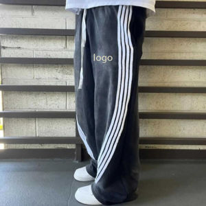 Pantalones Deportivos de Campana Personalizados, Ropa Urbana, 100% Algodón, Felpa Francesa, Pantalones para Hombre, Lavados, Estampado Vintage, Desgastados - Product Image 3