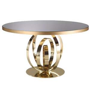 Moda americana chapada en oro con espejo superior mesa de centro Muebles Para el hogar mesa auxiliar redonda moderna negra personalizada - Product Image 2