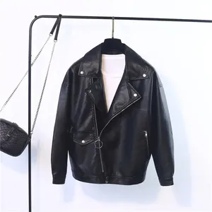 Nueva moda de mujer chaqueta de invierno de manga larga de cuero genuino cierre de cremallera de moda de otoño - Product Image 3