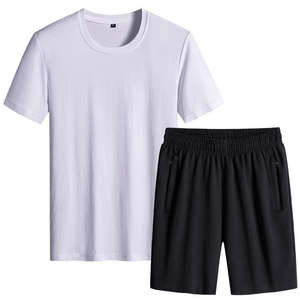 Conjunto de camiseta y pantalones cortos informales de verano para hombre 100% algodón - Product Image 3