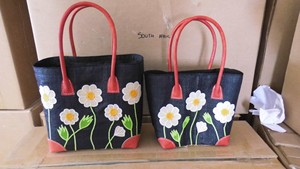 Madagascar <b>raffia</b> tote <b>bag</b> color embroidery leather handles corners drawstring closure inside <b>raffia</b> pocket large medium <b>small</b> - Product Image 6