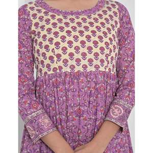 Robe longue Anarkali en coton, imprimé violet, vêtements américains - Product Image 2