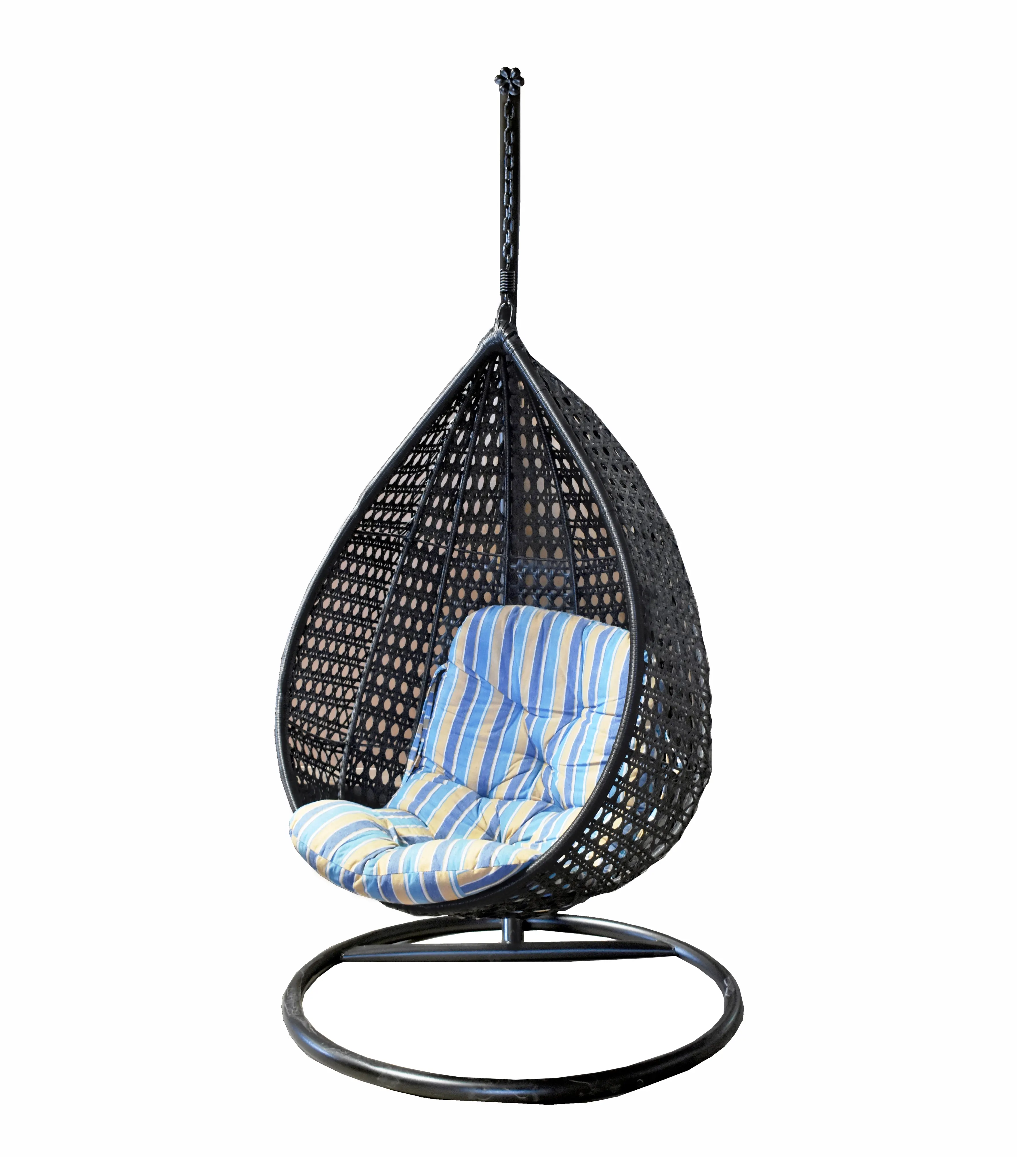 Wholesale High Quality Modern Luxury Outdoor Rattan Hanging Chair Swing Seat, Garden Balcony Hanging Chair With Cushion & Pillow