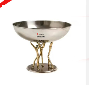 Tazón para servir de metal con acabado plateado de acero inoxidable con forma ovalada de aspecto martillado para restaurante y bar de hotel - Product Image 3