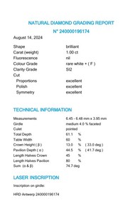 B2B D'Vins Jewels para diamante blanco suelto certificado 1,00 CT Natural F Color FL FLOW Pureza EX Cut Pulido AYP-126 para joyería - Product Image 4