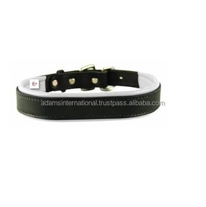 Venta al por mayor collar de cuero de lujo para perro con hebilla de latón y remache decorativo sólido diseño de logotipo personalizado accesorios para perros mayorista - Product Image 3