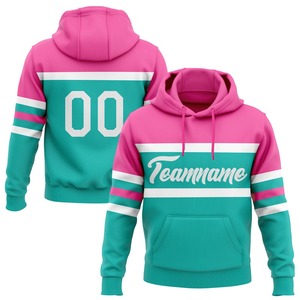 เสื้อกีฬาแบบสวมหัวมีฮู้ดเย็บสีขาวสีชมพู - Product Image 1