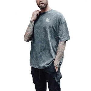 T-shirt uni en coton délavé à l'acide pour hommes de grande taille T-shirts vierges vente en gros T-shirt délavé à l'acide - Product Image 1