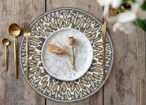 ที่รองจานลูกปัดทรงกลมทำด้วยมือสำหรับโต๊ะอาหารของตกแต่งคริสต์มาสงานเลี้ยงสังสรรค์ในครอบครัว - Product Image 2