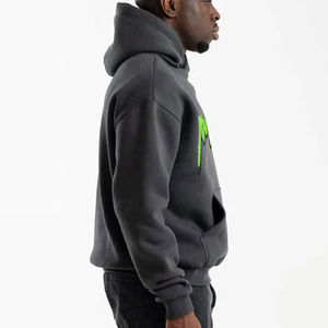 Sweat à capuche brodé en coton imprimé vintage à l'acide Logo personnalisé hommes sweats à capuche décontractés personnalisés fermeture éclair complète utilisation thermique - Product Image 2