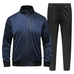 Ensemble de survêtement en molleton respirant à fermeture éclair intégrale, imprimé uni, décontracté et athlétique, unisexe, 2025, fabrication directe, manches longues, vestes et pantalons, hiver - Product Image 4