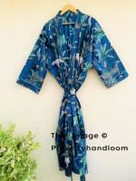 Peignoir Kimono 100 % Coton pour Femme, Imprimé Animal, Coupe Ample, Longueur Maxi, Décontracté, pour la Plage, Vêtement de Nuit, Usage Quotidien, Style Japonais, Taille Unique