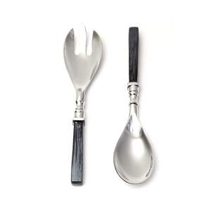 Set de saladier en métal de designer avec poignée en résine, ustensile de service élégant, ensemble de vaisselle moderne - Product Image 1