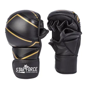 Wholesale Top Quality Leather MMA Grappling Fight Gloves MMA Fight Gloves half finger custom logo mma