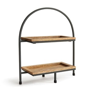 Soporte de pastel de forma personalizable de 2 niveles de hierro y madera ecológico de creación antigua con nuevo diseño - Product Image 4