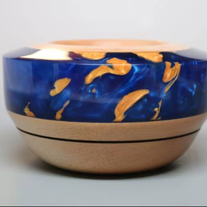 Elegante tazón de resina de madera hecho a mano moderno rústico centro de mesa elegante hogar cocina pieza de exhibición - Product Image 1